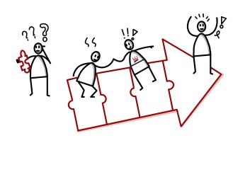 Illustratief element - KIWmannetje samenwerken